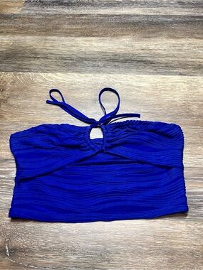 SHEIN Royal Blue Strapless Halter Ruched Tube Top